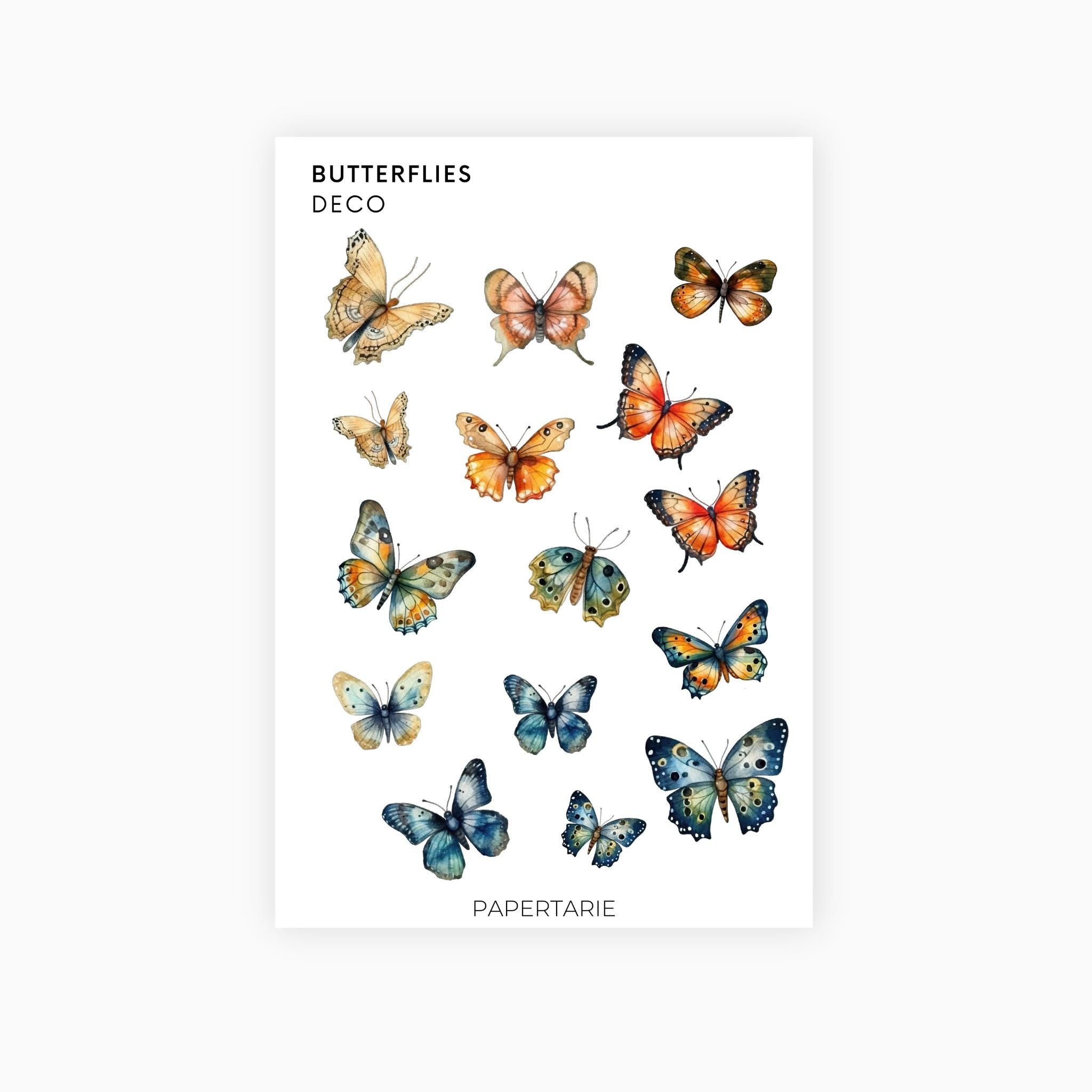 Deco Planner Stickers | Butterflies | Standard Sheet | Transparent | Matte | Glossy | Planner Stickers