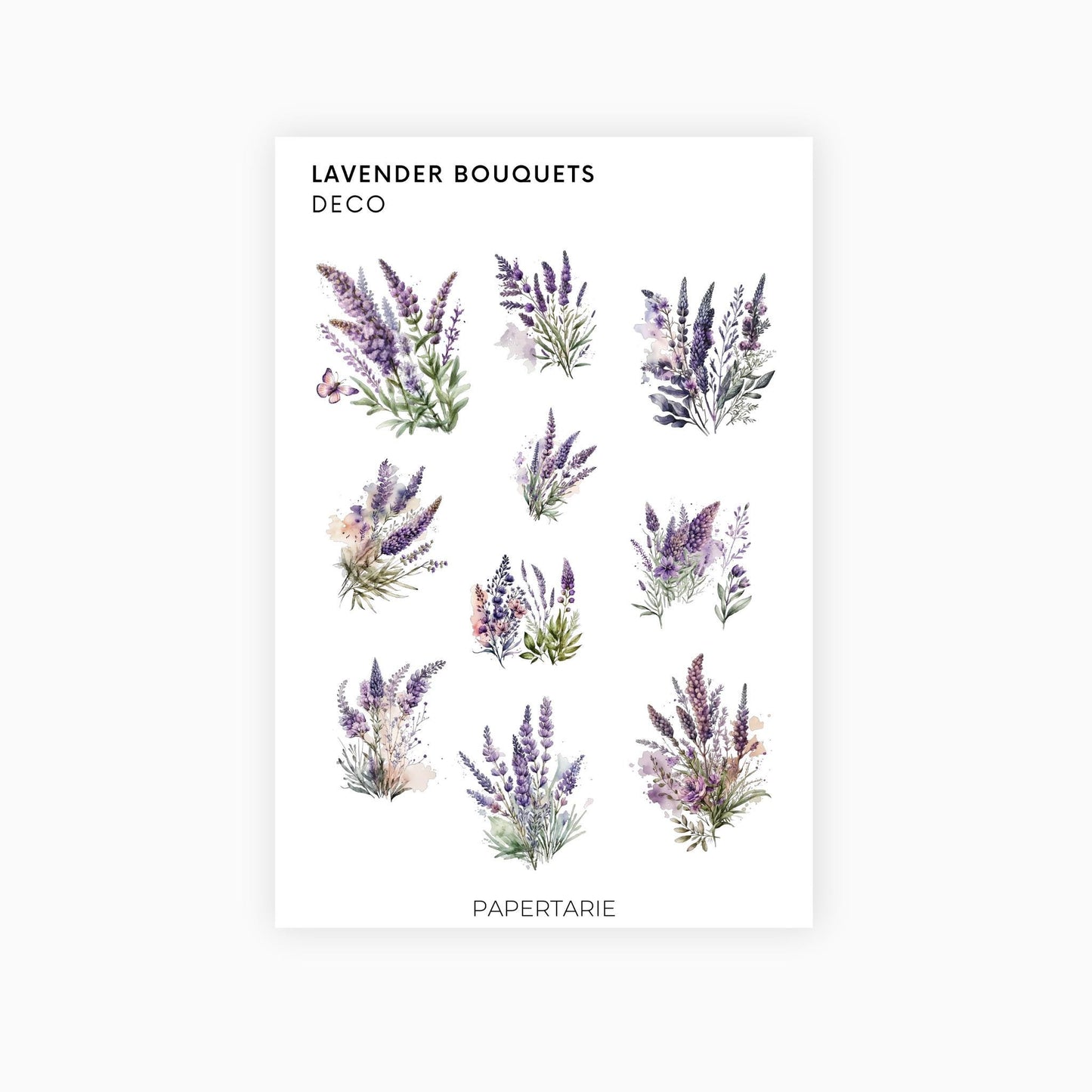 Deco Planner Stickers | Lavender Bouquets | Standard Sheet | Transparent | Matte | Botanical Planner Stickers | Florals