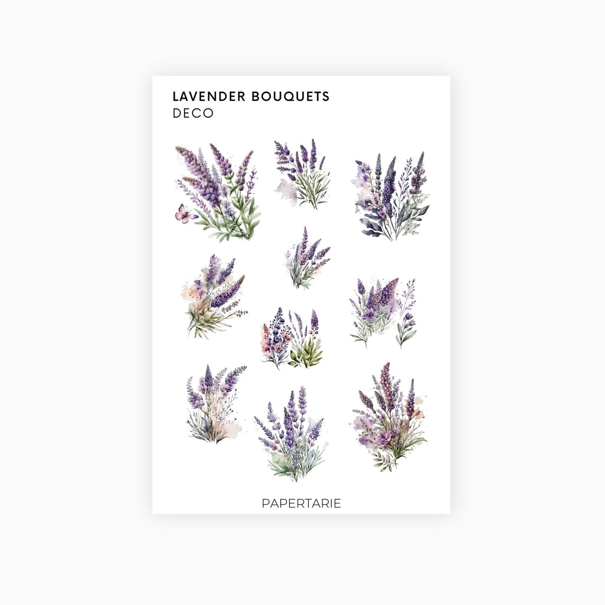 Deco Planner Stickers | Lavender Bouquets | Standard Sheet | Transparent | Matte | Botanical Planner Stickers | Florals