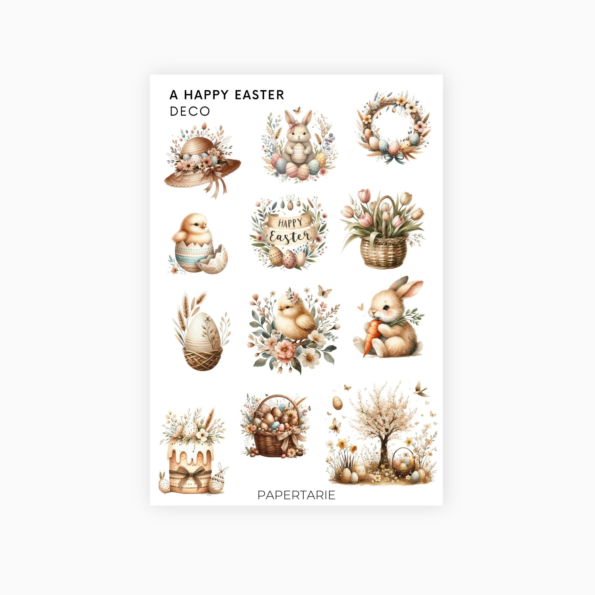 Deco Planner Stickers | A Happy Easter | Standard Sheet | Transparent | Matte | Glossy | Planner Stickers