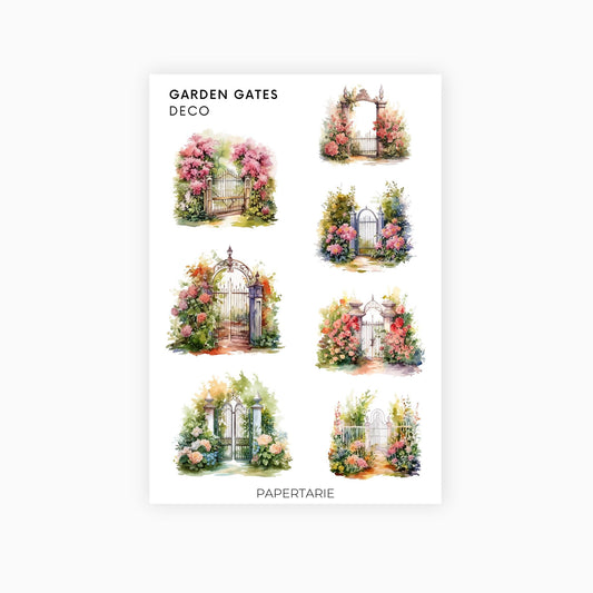 Deco Planner Stickers | Garden Gates | Standard Sheet | Transparent | Matte | Glossy | Planner Stickers