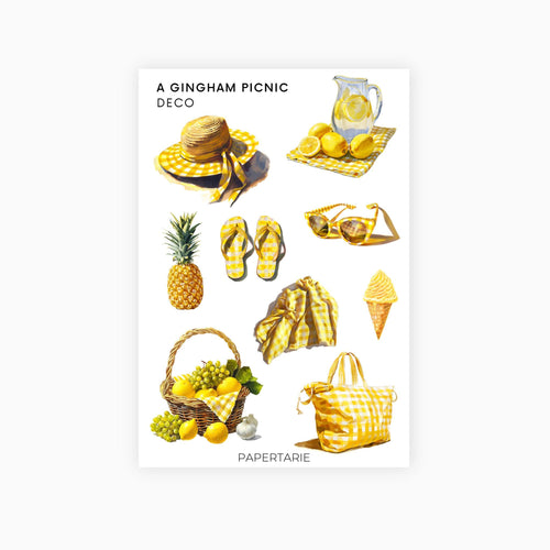 Deco Planner Stickers | A Gingham Picnic | Standard Sheet | Transparent | Matte | Glossy | Planner Stickers