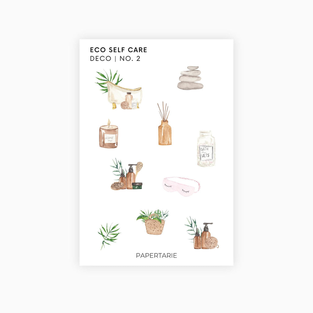 Eco Self Care Stickers | Planner Deco Stickers | Standard Sheet | Transparent Matte | Options