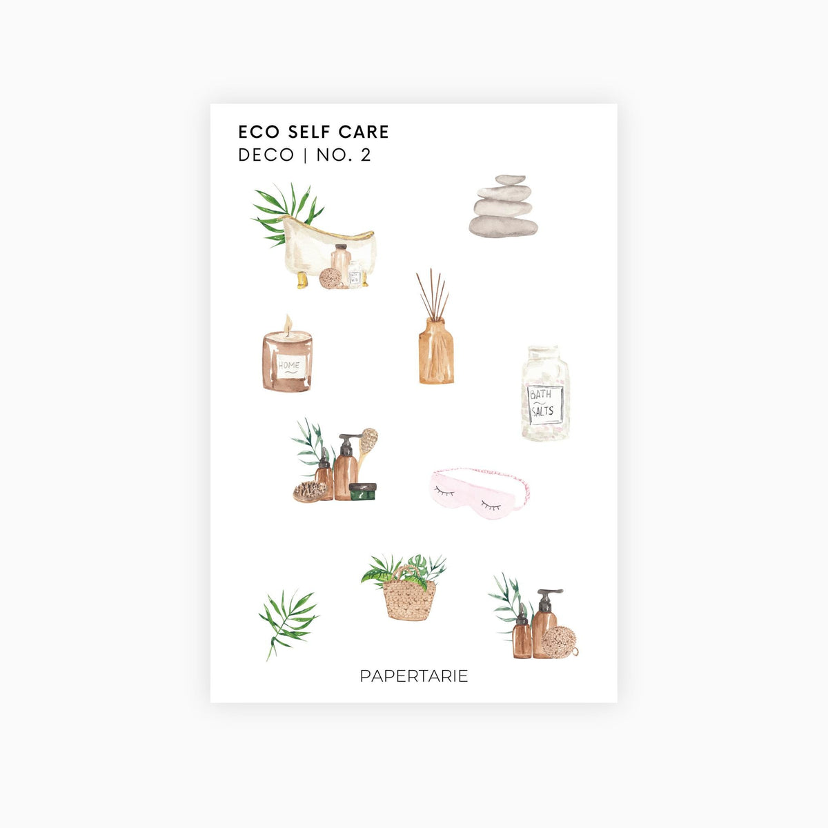 Eco Self Care Stickers | Planner Deco Stickers | Standard Sheet | Transparent Matte | Options