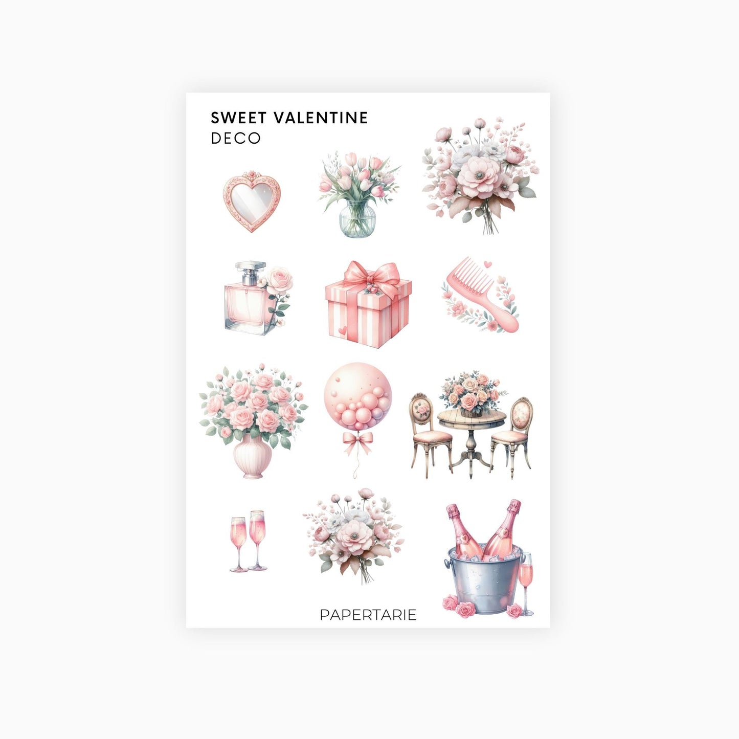 Deco Planner Stickers | Sweet Valentine | Standard Sheet | Transparent | Matte | Glossy| Planner Stickers