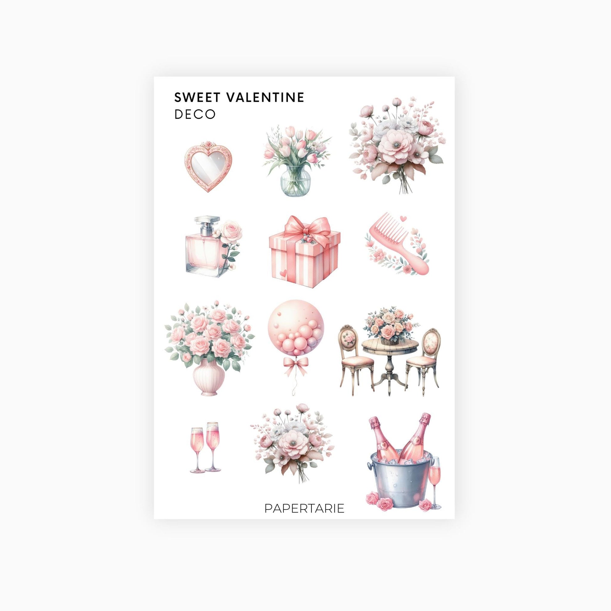 Deco Planner Stickers | Sweet Valentine | Standard Sheet | Transparent | Matte | Glossy| Planner Stickers
