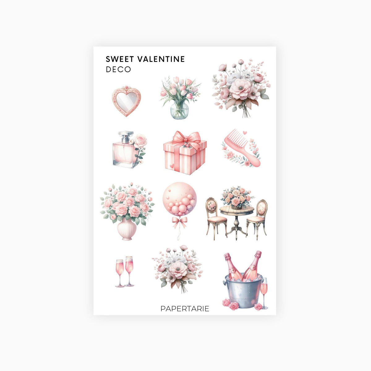Deco Planner Stickers | Sweet Valentine | Standard Sheet | Transparent | Matte | Glossy| Planner Stickers