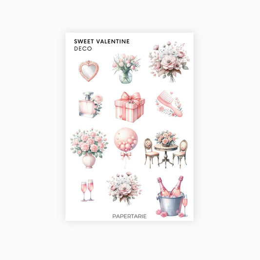 Deco Planner Stickers | Sweet Valentine | Standard Sheet | Transparent | Matte | Glossy| Planner Stickers