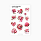 Deco Planner Stickers | Valentine's Florals | Two Options | Standard Sheet | Transparent | Matte | Glossy | Planner Stickers