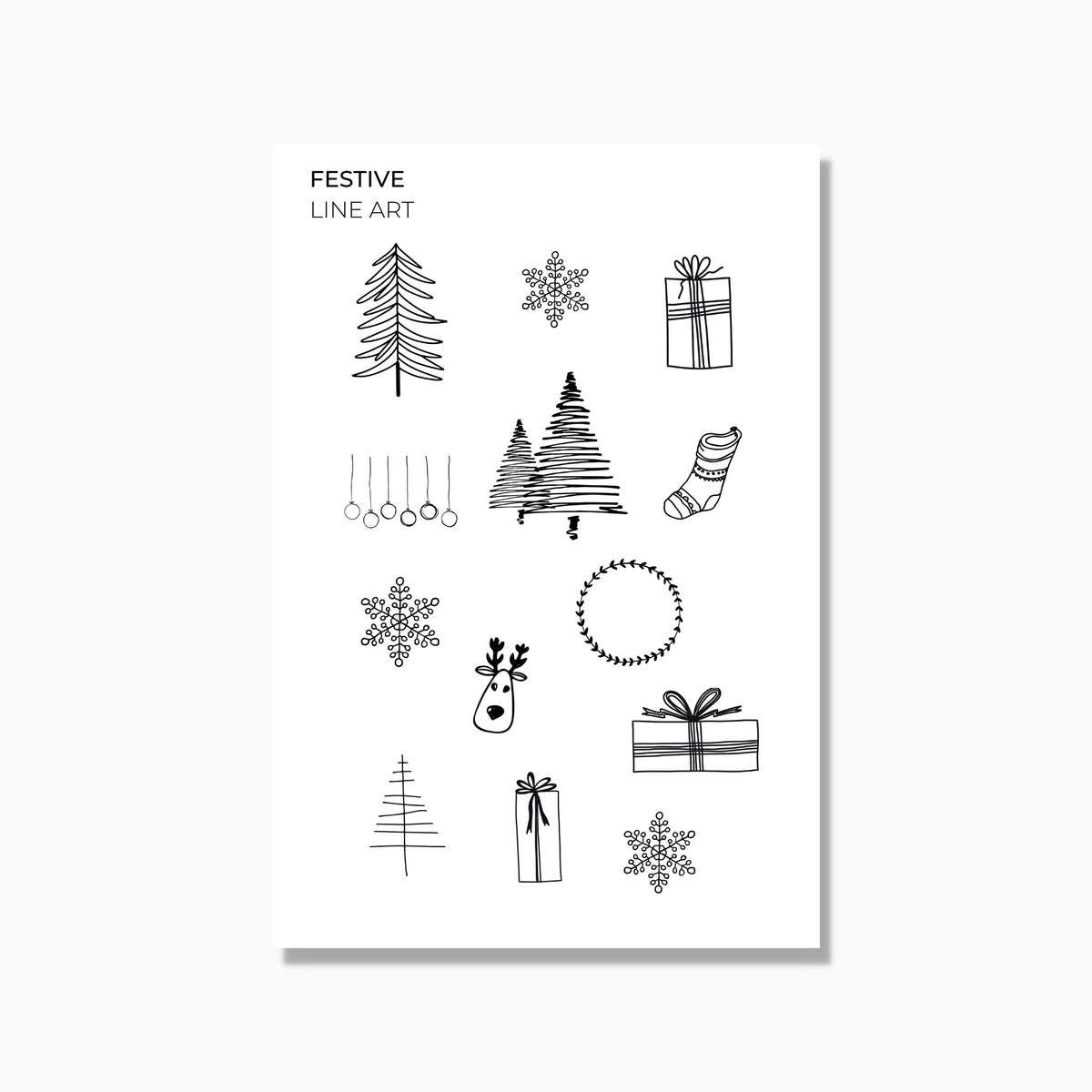Festive Line Art Stickers
