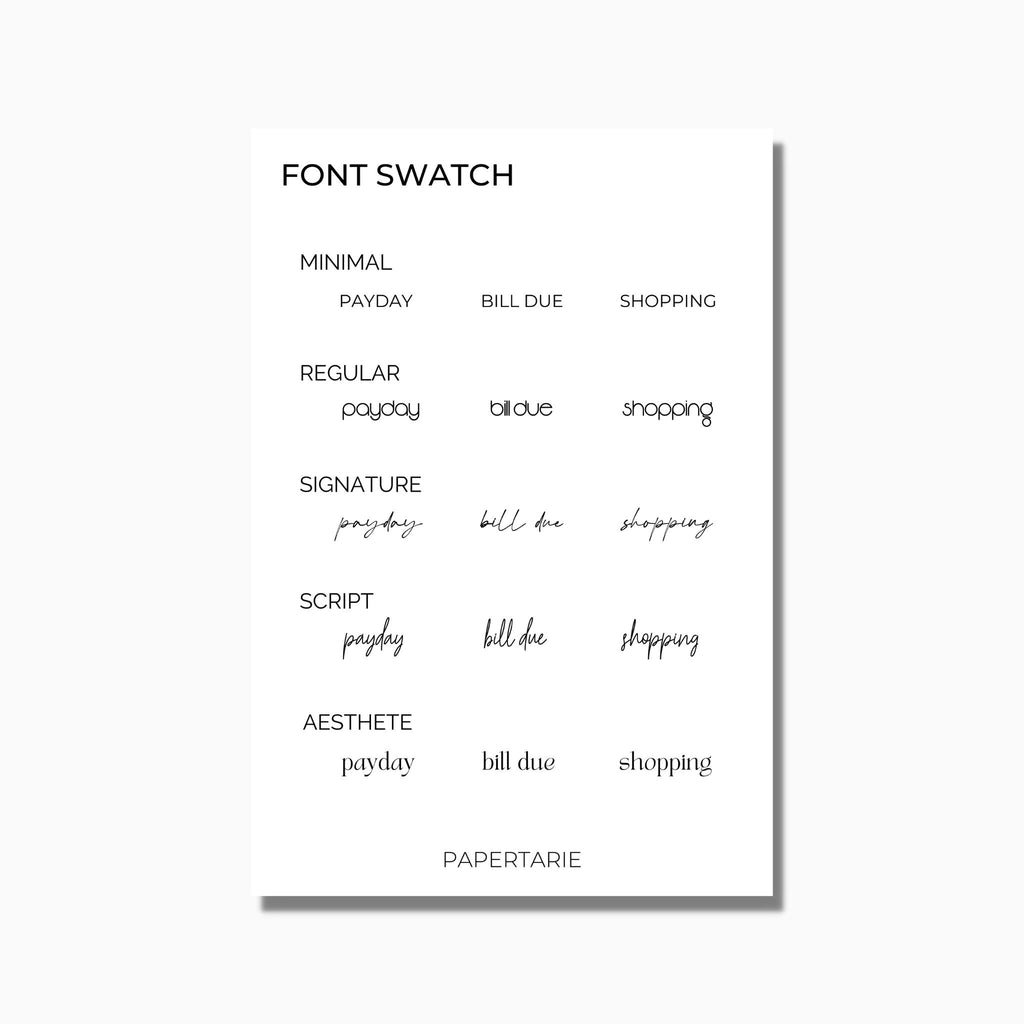 Font Swatch Sheet
