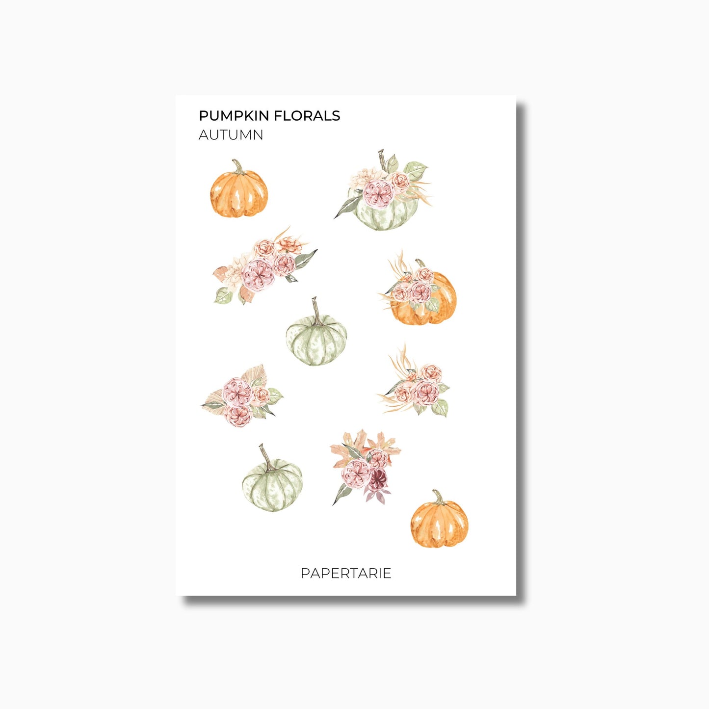 Pumpkin Florals | Autumn Stickers | Transparent Matte | Halloween | Planner Deco