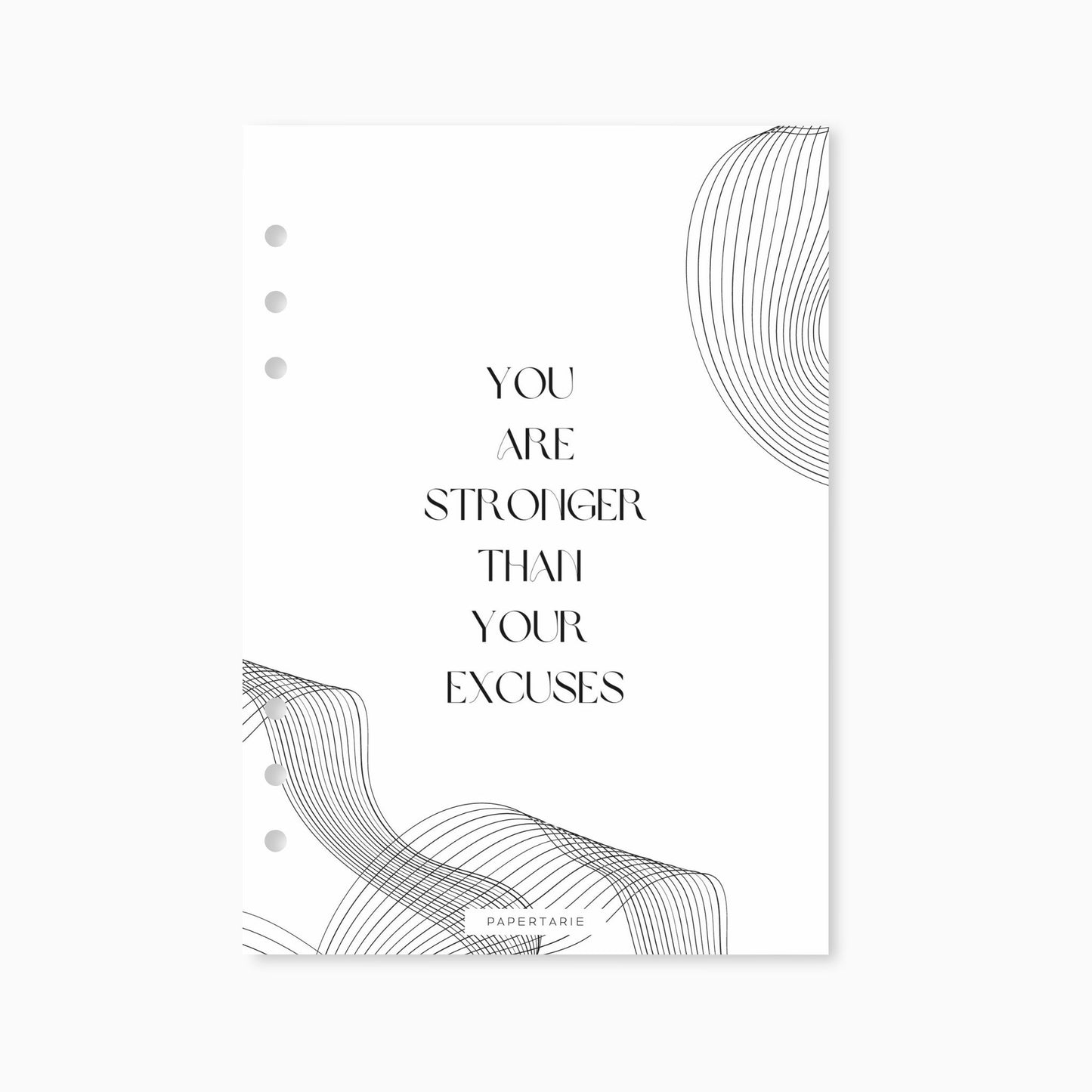 Planner Dashboard | You Are Stronger Than Your Excuses | A5, A6, Personal, Pocket | Minimal | Aesthetic | Unpunched