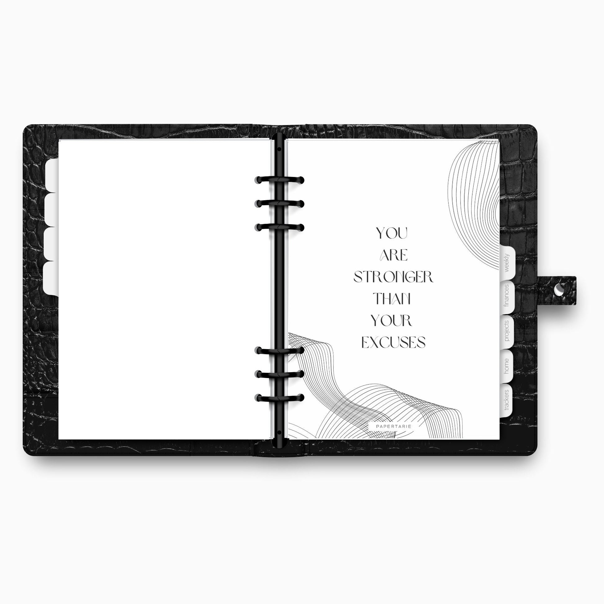 Planner Dashboard | You Are Stronger Than Your Excuses | A5, A6, Personal, Pocket | Minimal | Aesthetic | Unpunched