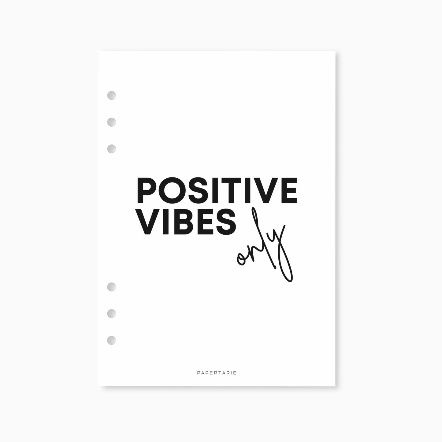 Planner Dashboard | Vellum | Positive Vibes Only | A5, A6, Personal, Pocket | Minimal | Aesthetic