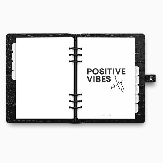 Planner Dashboard | Vellum | Positive Vibes Only | A5, A6, Personal, Pocket | Minimal | Aesthetic