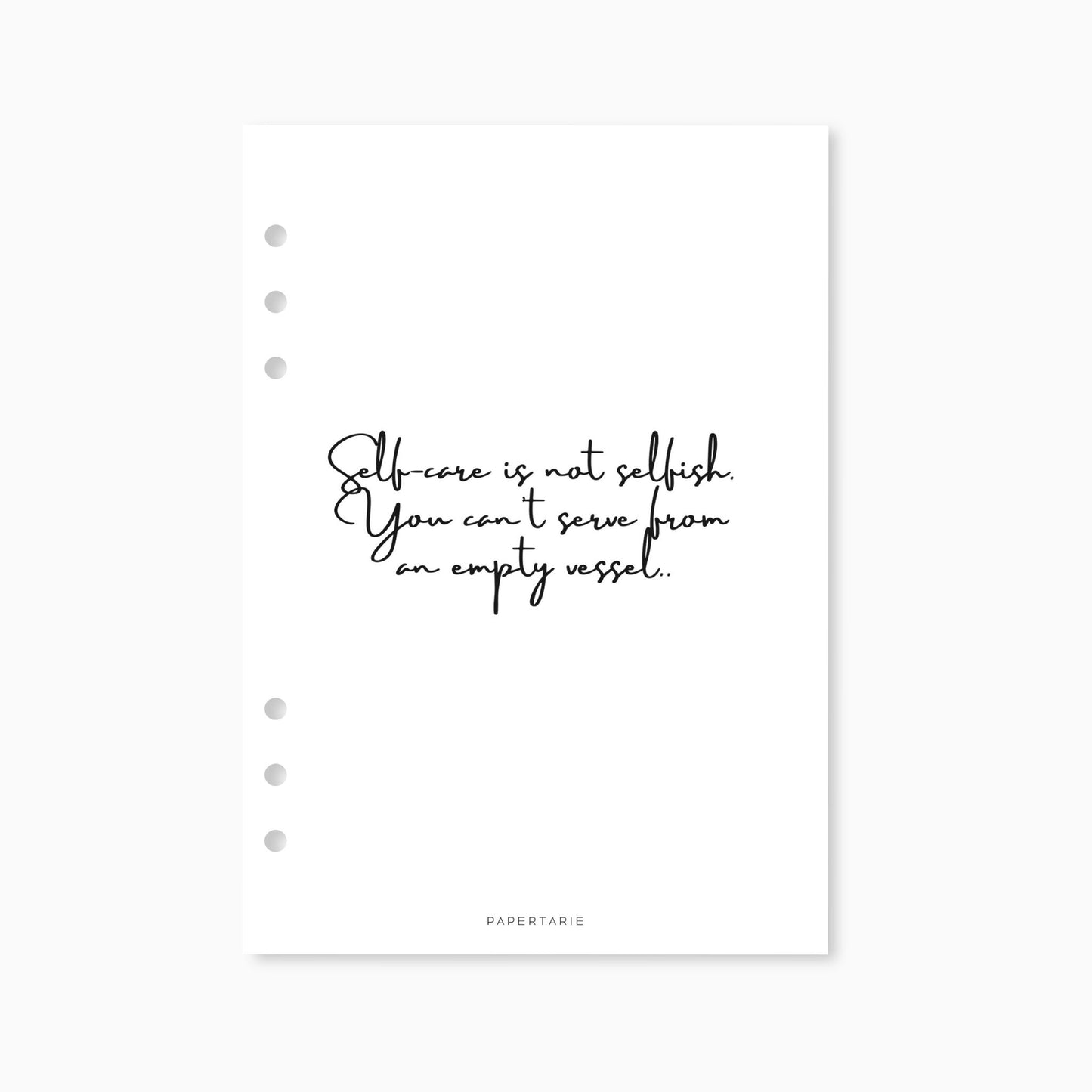 Planner Dashboard | Self Care is not Selfish | A5, A6, Personal, Pocket | Minimal | Premium