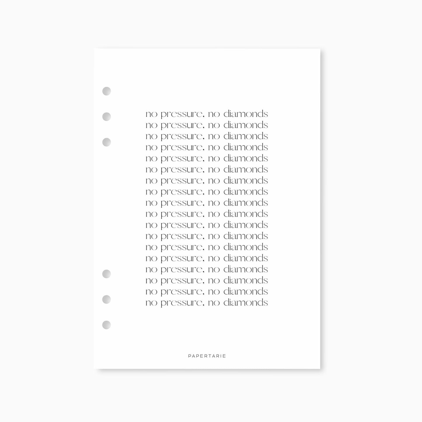 Planner Dashboard | Vellum | No Diamonds, No Pressure | A5, A6, Personal, Pocket | Minimal | Aesthetic