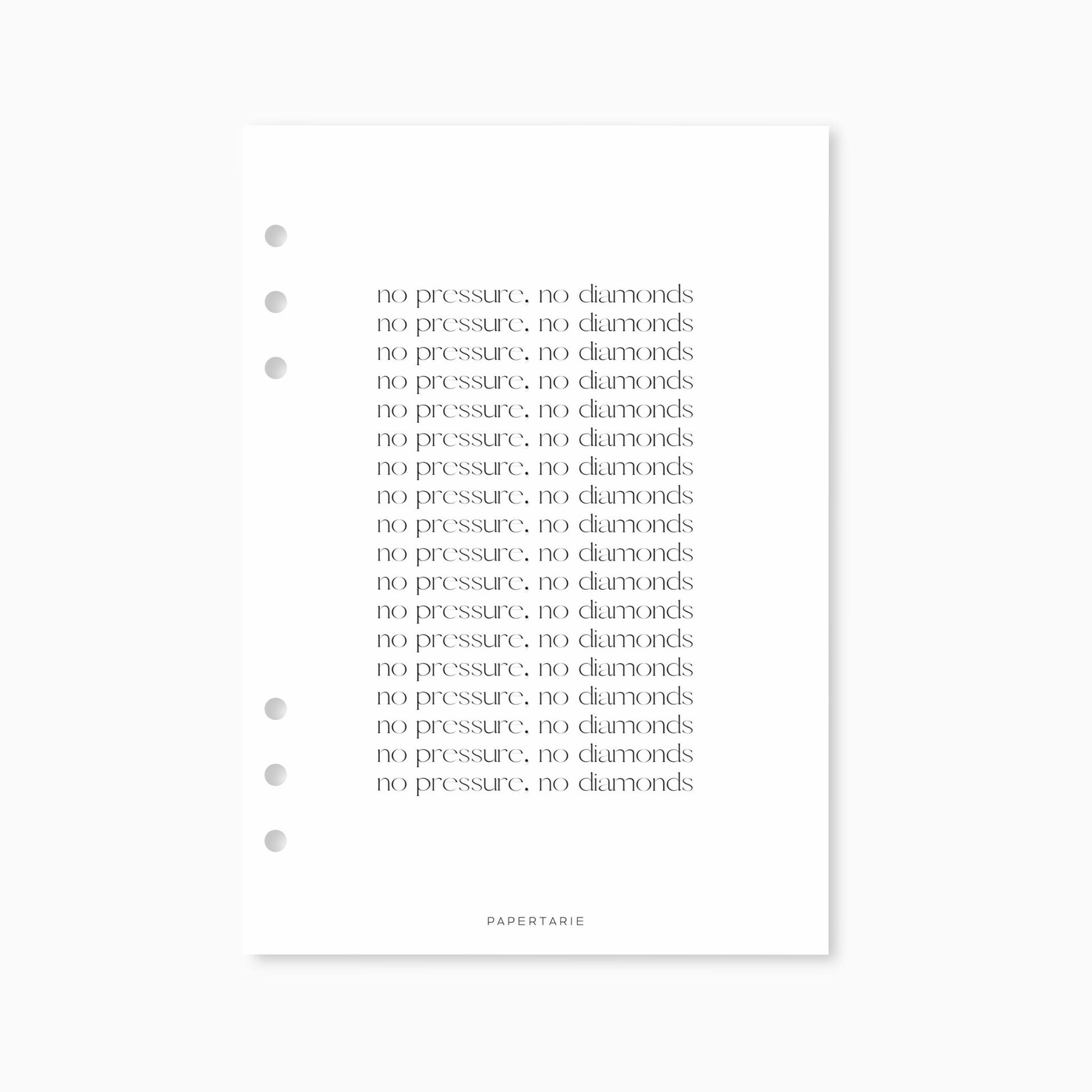 Planner Dashboard | Vellum | No Diamonds, No Pressure | A5, A6, Personal, Pocket | Minimal | Aesthetic