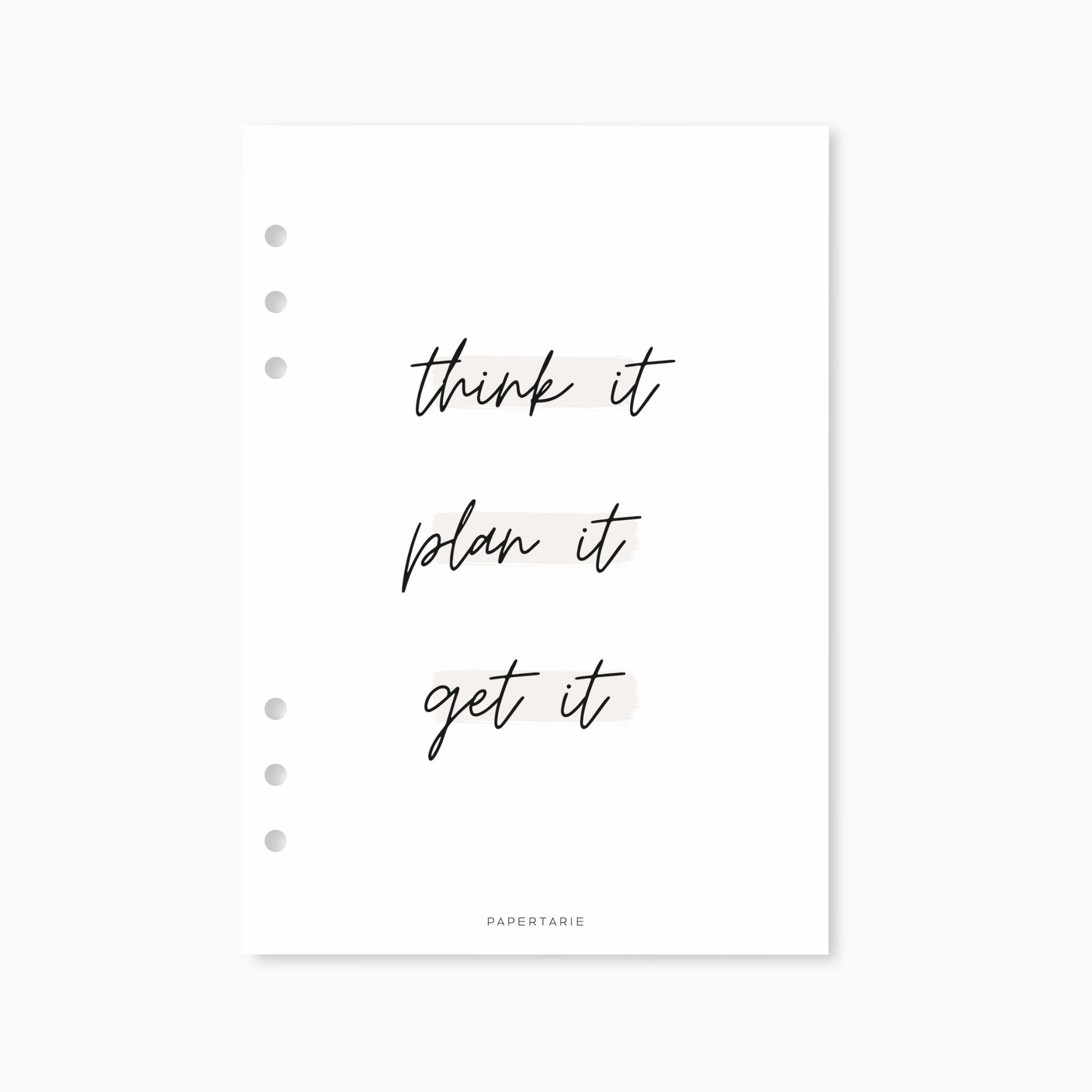 Planner Dashboard | Think it, Plan it, Get it | A5, A6, Personal, Pocket | Premium