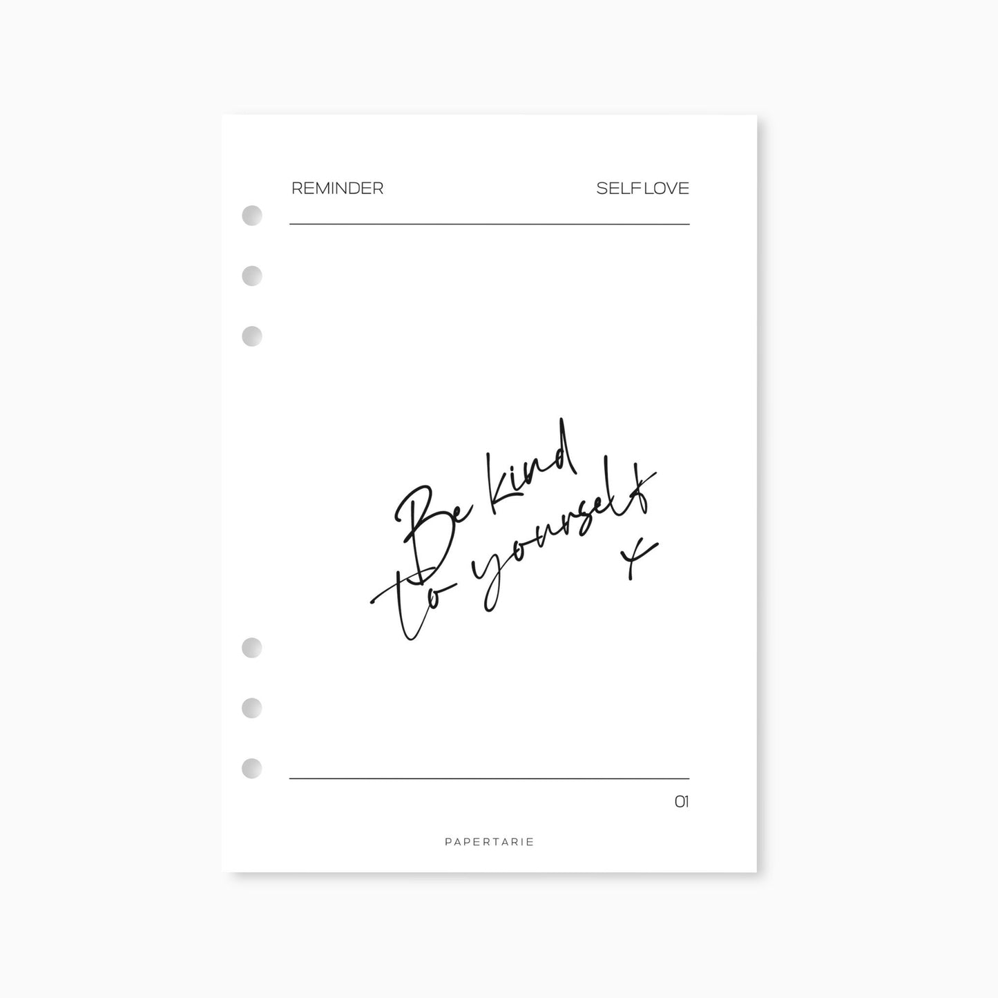 Planner Dashboard | Reminder: be kind to yourself Memo | A5, A6, Personal, Pocket | Minimal